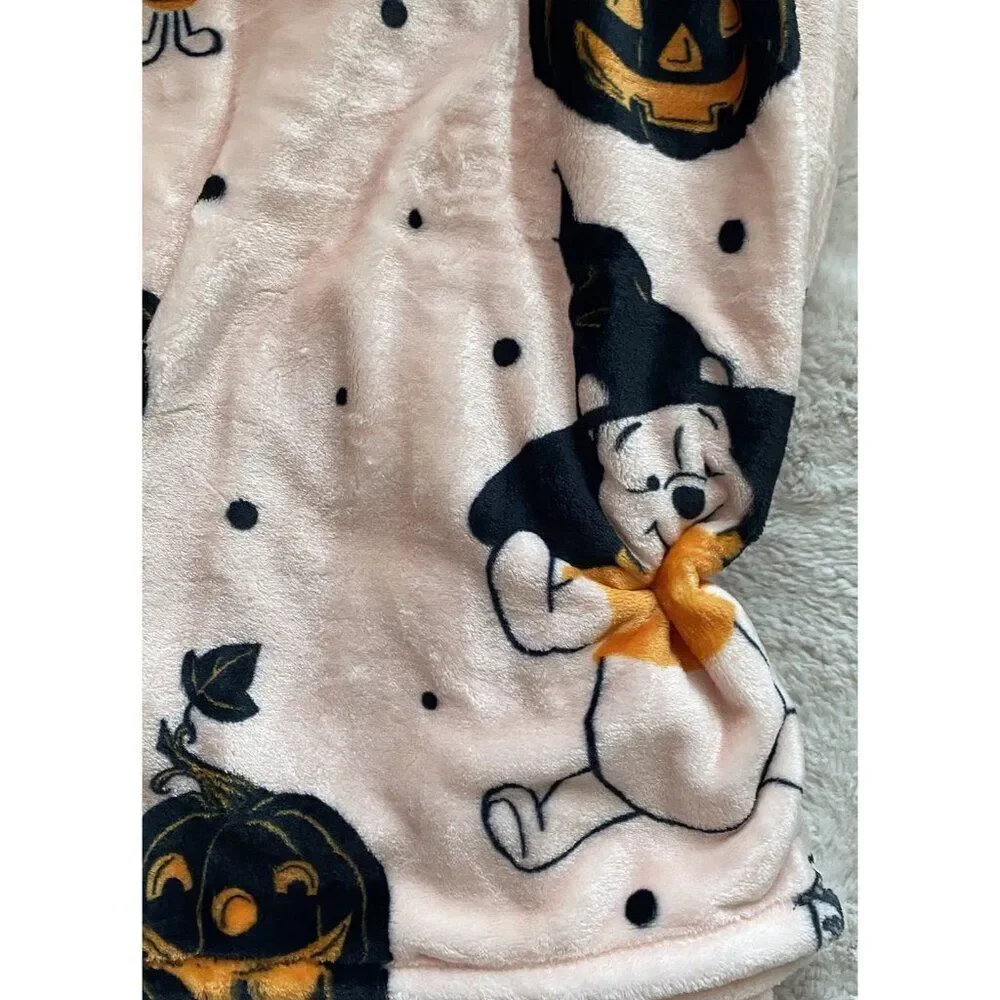 Disney Winnie The Pooh Tigger Piglet Halloween Pink Throw Blanket 60”‎ X 70” NEW